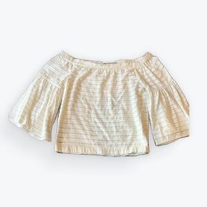 BCBGMaxAzria Cream Off-Shoulder Blouse